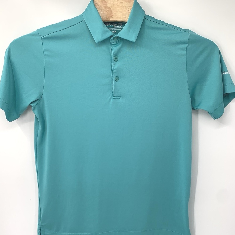 Columbia Golf Polo Shirt Mens Medium Teal Short Sleeve Performance Activewear